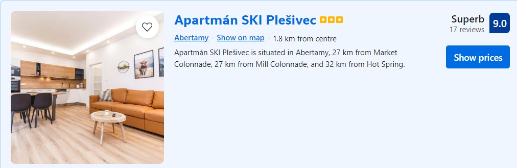 Apartmán SKI Plešivec Booking score 9.0